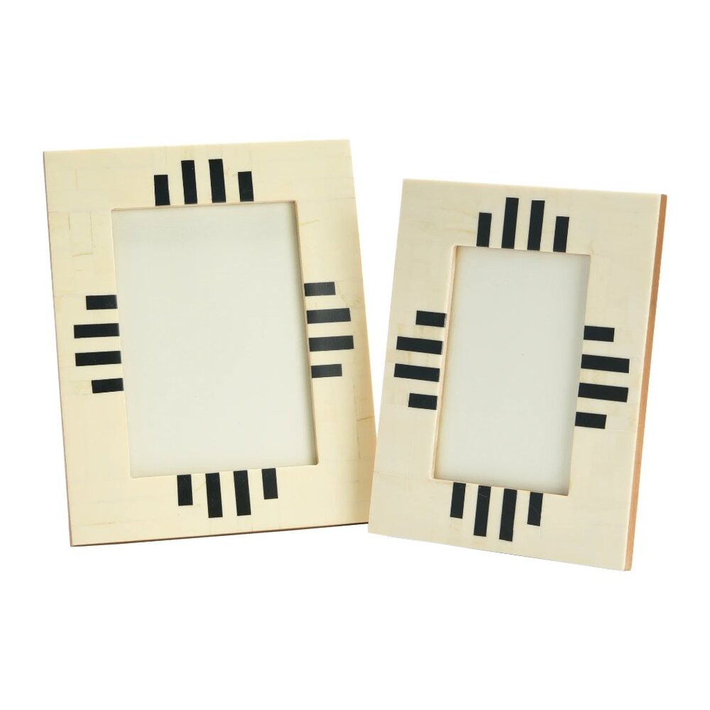 Set of Two Creative Co-Op Cream/Black Photo Frames, 4x6” and 5x7”/NWT